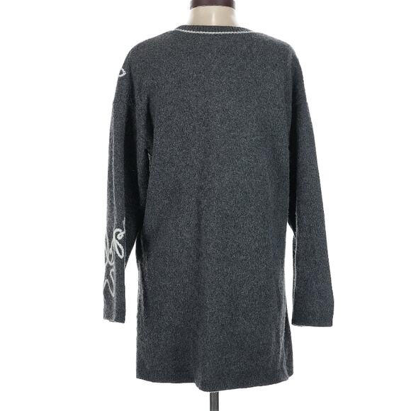 BAPY by A Bathing Ape Heavy Charcoal Wool Embroidered Tunic Sweater S - Picture 4 of 10